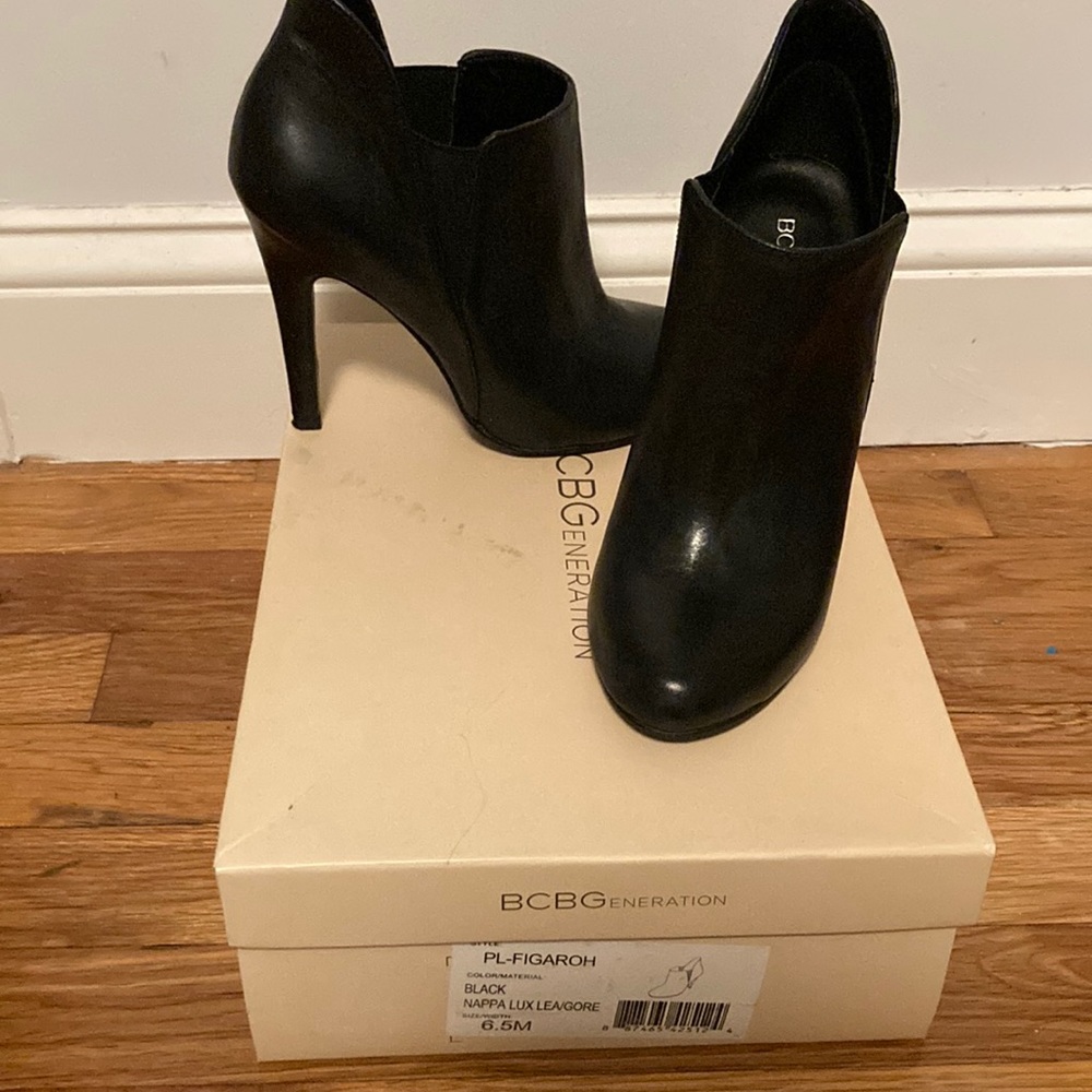 Black high heel booties BCBG
